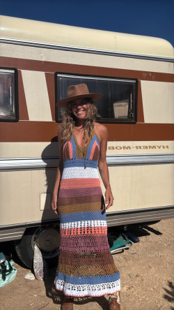 ELMO azul, vestido largo crochet