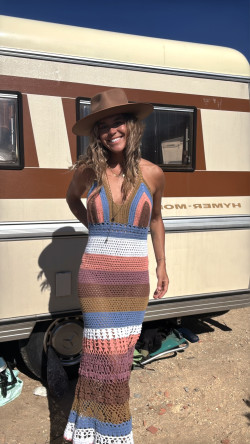 ELMO azul, vestido largo crochet