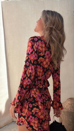 ANAT negro estampado, vestido asimétrico