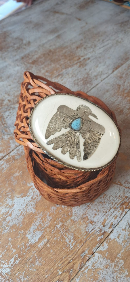 AGUILAR camel, cinturón de piel