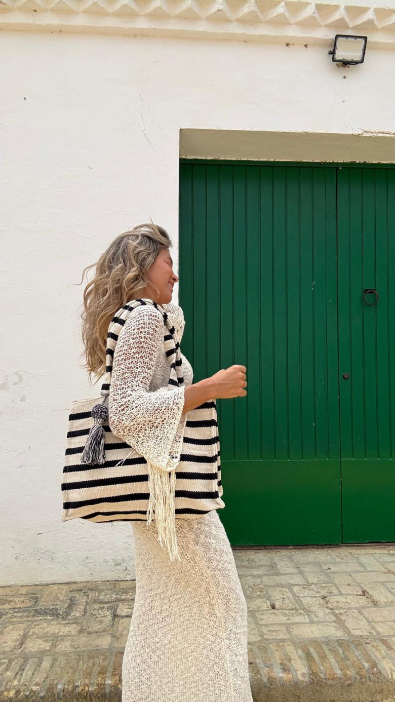 VALI rayas beige/negro, bolso