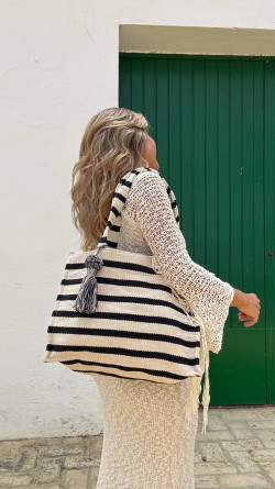 VALI rayas beige/negro, bolso