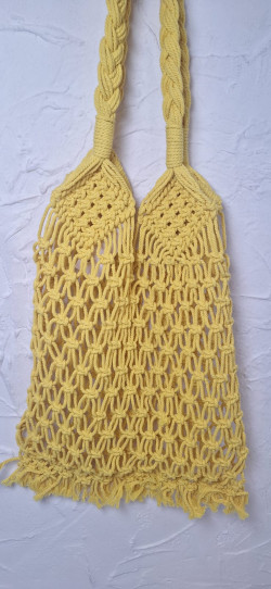 SERRATA amarillo, bolso macramé