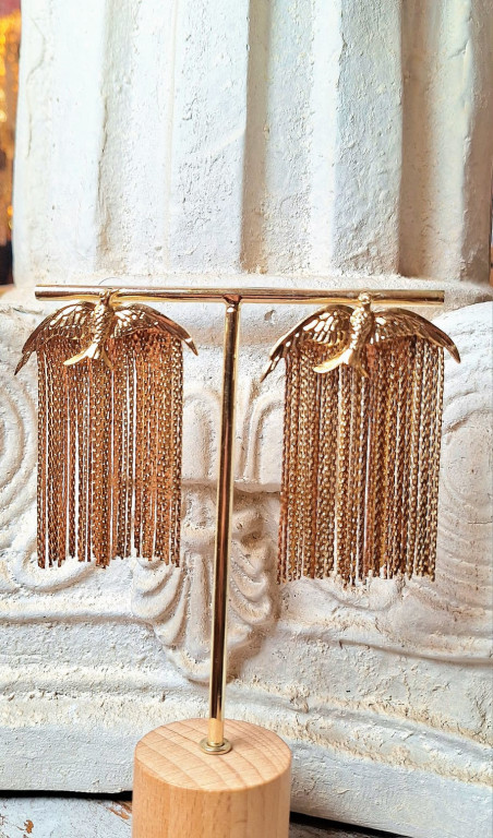 BIRD pendientes dorados