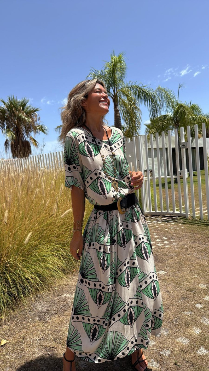 SUBARU beige/verde, vestido largo