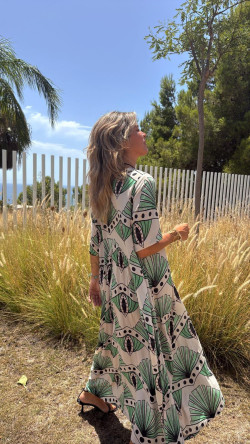 SUBARU beige/verde, vestido largo