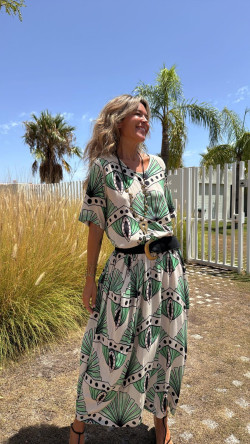 SUBARU beige/verde, vestido largo