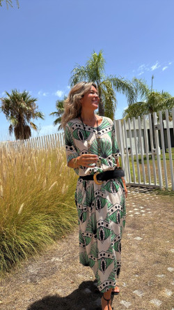 SUBARU beige/verde, vestido largo