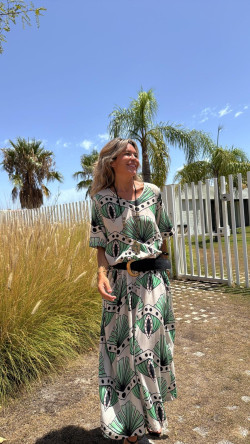 SUBARU beige/verde, vestido largo