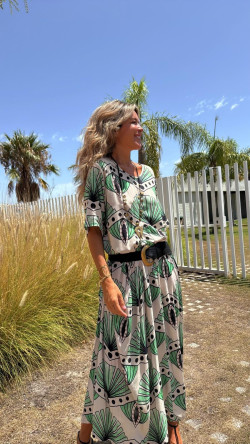 SUBARU beige/verde, vestido largo