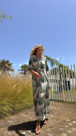 SUBARU beige/verde, vestido largo