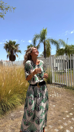 SUBARU beige/verde, vestido largo