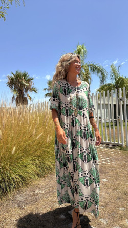 SUBARU beige/verde, vestido largo