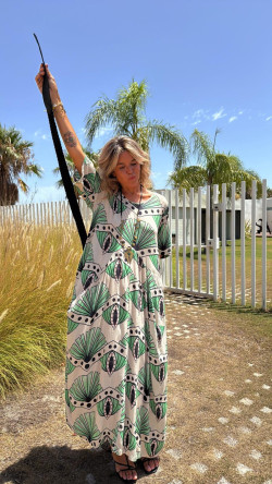 SUBARU beige/verde, vestido largo