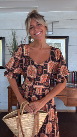 SOLTA negro/dorado, vestido largo