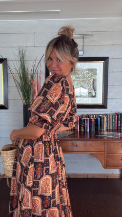 SOLTA negro/dorado, vestido largo