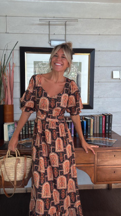 SOLTA negro/dorado, vestido largo