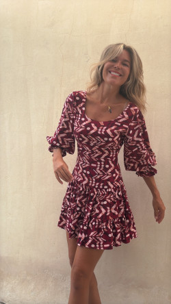 ELOI burdeos/salmón, vestido corto