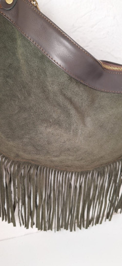 MESKI verde, bolso flecos