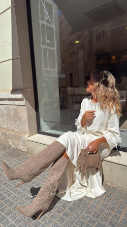 KENSI taupe, bota strass