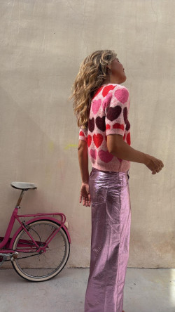 BELE rosa metalizado, pantalon