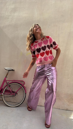 BELE rosa metalizado, pantalon