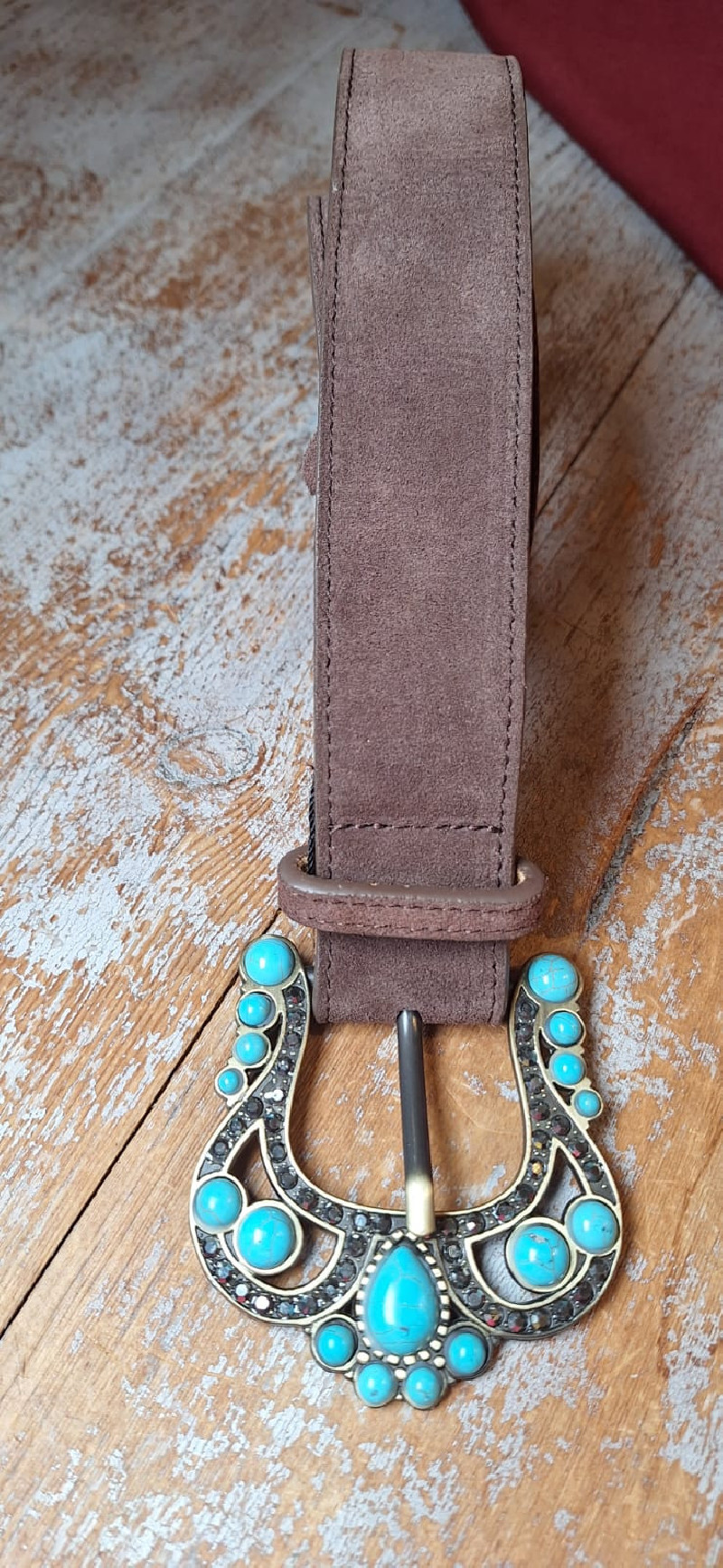 NIRO cinturón marròn/turquesa