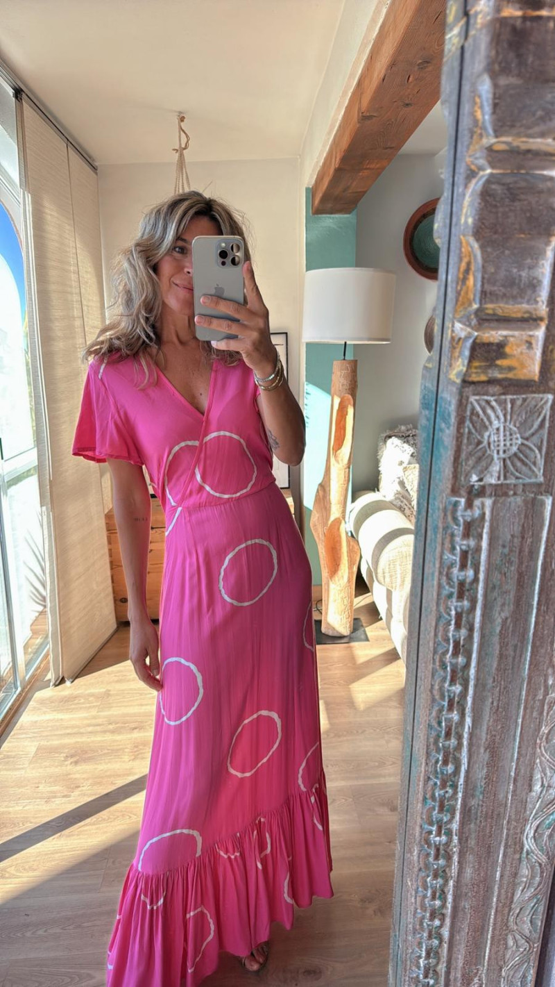 MALEA Rosa tie, vestido largo