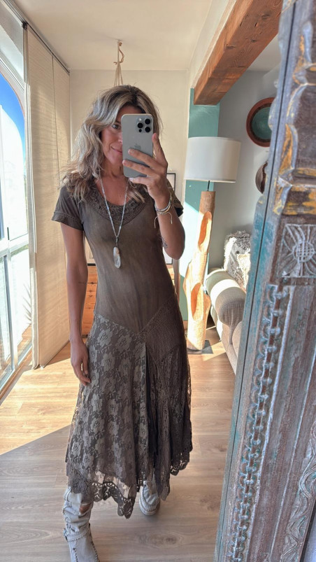 DIONI marrón, vestido largo