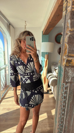 NUKU marino/blanco, mini falda